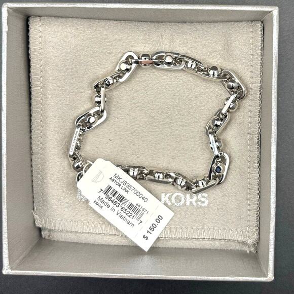 Michael Kors MKJ835700040 Premium Astor Link Womens Silver Plated Bracelet NIBWT - Picture 9 of 17